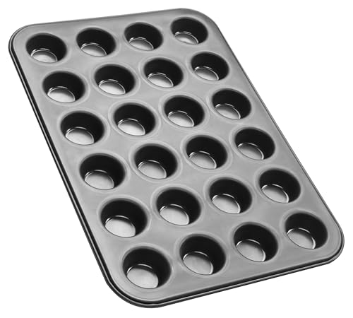 Zenker Black Metallic 24er Mini-Muffinform – Antihaftbeschichtet für perfekte Mini-Muffins & Cupcakes, Ø 4,5 cm, Made in Germany