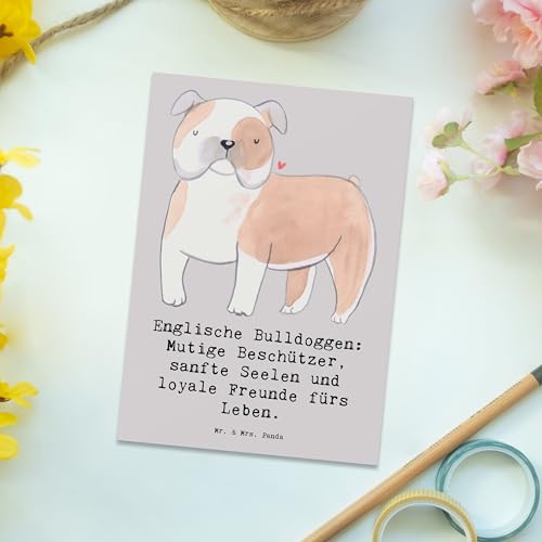 Mr. & Mrs. Panda Grußkarte Englische Bulldogge - Geschenk, Hunderasse, mutige Beschützer, Postkarte, Hund, Bulldoggen, Postkarten, Familienhund, Bulldoggenliebe, Hundehalter, bildkarte, Hunderassen