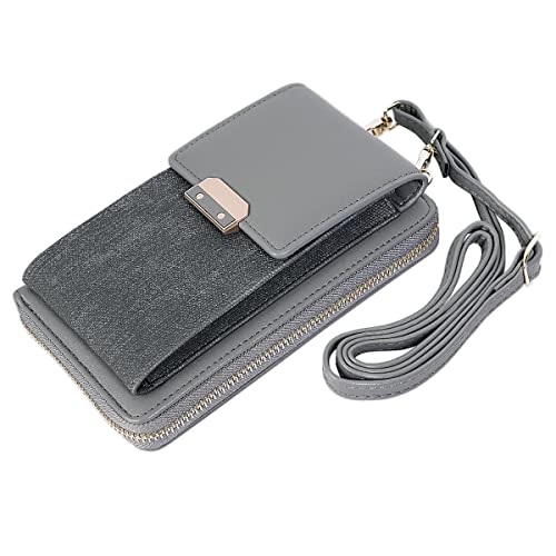 [Avarmora] スマホポーチ 長財布と携帯電話が入る ショルダー お財布バックショルダー スマホショルダーポシェット 財布 ショルダー 携帯ポシェット スマホショルダーレデース レディース 携帯ポーチ スマホ財布 スマホポーチ 財布付き スマホポーチ 入れたまま操作 (グレー)