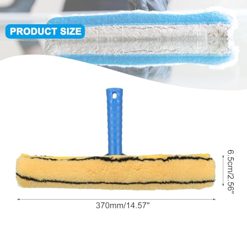 Image of MECCANIXITY Microfiber Scrubber Cleaning Tool with Blue Handle for Window Glass Marble Wall Home Bathroom, Yellow