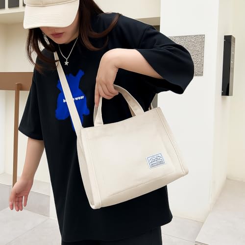 Corduroy Tote Bag for Women, Casual Shoulder Handbag with Adjustable Strap, Lightweight Crossbody Purse