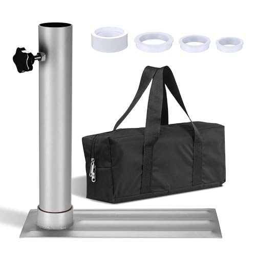 Yeshom Flag Pole Tire Mount Portable Metal Tailgate RV Camping 20ft 25ft 30ft Telescopic Adjustable Flagpole Holder Silver