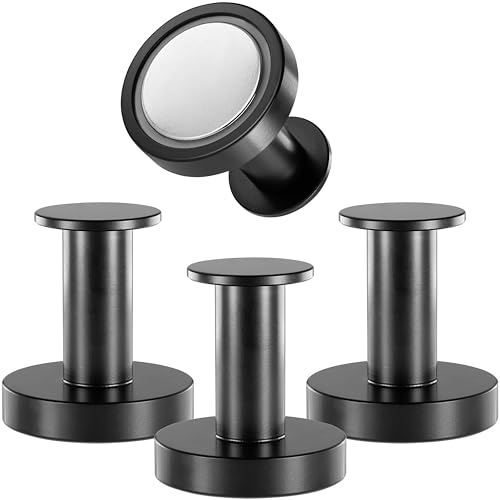 POPPSTAR Round Magnetic Hooks, Extra Strong, Set of 2 Matte Black Neodymium Hook Magnets, can be Used as Magnetic Coat Hooks