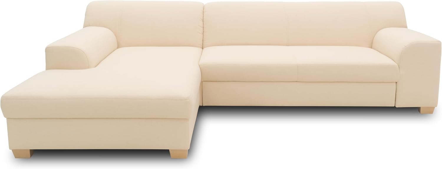 DOMO. collection Tinos Petit canapé-lit d'angle Convertible en Forme de L avec Fonction Convertible, canapé d'angle rembourré, 273 x 157 x 74 cm (l x p x h), Beige