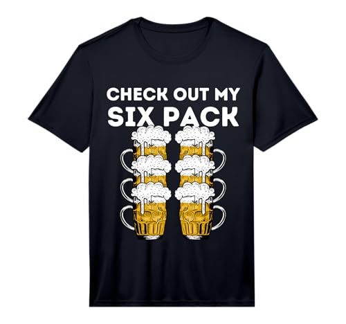Mens Funny Beer Abs Check Out My Six Pack Drinking Party Lover Performance T-Shirt