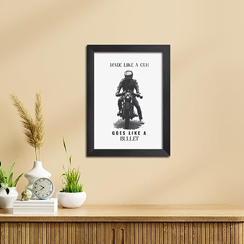 Image of TenorArts Royal Enfield Riding Posters Photo Frame Bikers Bullet Rider Motivational Quotes Laminated Poster Framed Painting with Matt Finish Frames (9inches x 12inches)