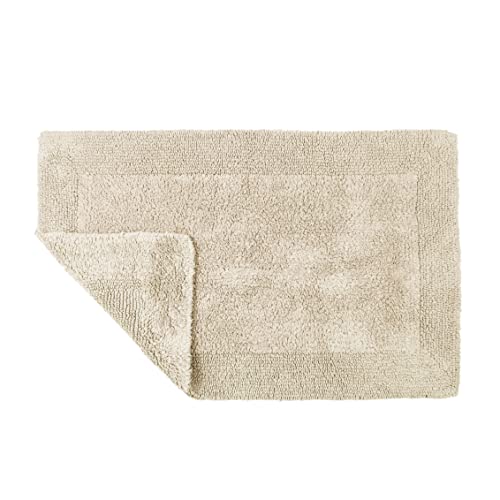 Allure Heavyweight Reversible Bath Mat, 100% Cotton, Super soft, Washable, Large Size 53cm x 85cm (Stone)