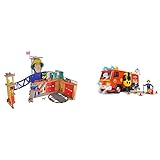 Simba 109251059 - Feuerwehrmann Sam Mega Feuerwehrstation XXL große Feuerwehrwache & 109251085 - Feuerwehrmann Sam Ultimate Jupiter, Feuerwehrauto mit 2 Figuren, Licht und Sound