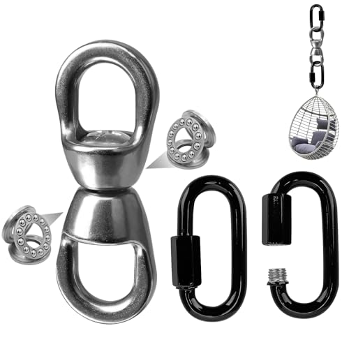 Dakzhou Swing Swivel 304 Stainless Steel Double Eye Hook with Snap Hooks Black Tree Swing, Swing Spinner Hanger,360° Rotation Smooth Operation
