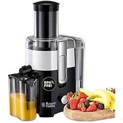 Russell Hobbs Licuadora Horizon - Jarra de Zumo de 750 ml, Boquilla Extragrande de 75 mm para Frutas Enteras, Depósito de Pulpa de 2 L, 2 Velocidades, Fácil Limpieza, Negro y Blanco - 24741-56