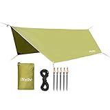 Einfach und schnell aufzubauen: Durch die Alu-Heringe und die verstellbare Spannschnüre lässt sich das Tarp mühelos über die doppelgenähten Metallösen aufbauen