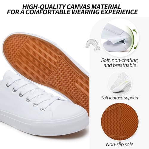 Adokoo Canvas Tennis Shoes For Men Low Top Casual White Black Sneakers For Men Lace Up Fashion Comfortable Walking Shoes thumb #1