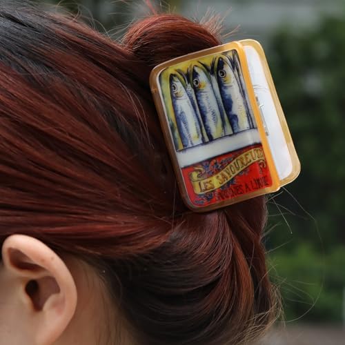 Personalized Acetate Sardinas Hair Claw Clip for Women Girls Thick Hair Imitation Food Holiday Gift for Chef 1 Piece