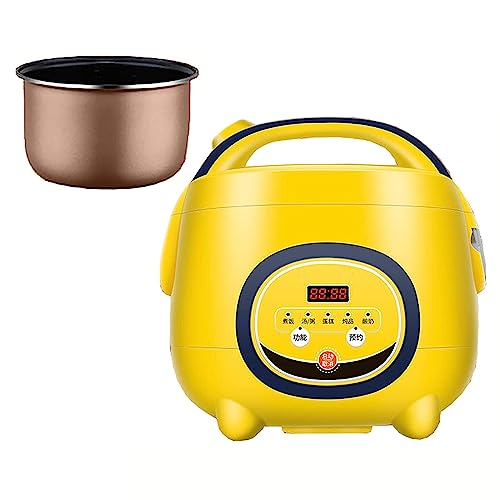 AMiwet Mini Rice Cooker (1.8-5L) Make Rice & Steam Healthy Food & Vegetables With Non-Stick Inner Pot 24H Reservation For 1-8 People,Yellow,4L