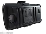 For LG Realm LS620 (Boost Mobile) Rugged Armor Hybrid Hard Case Cover+Belt Clip Holster – Black & Black NEW [In CellCostumes Retail Packaging]