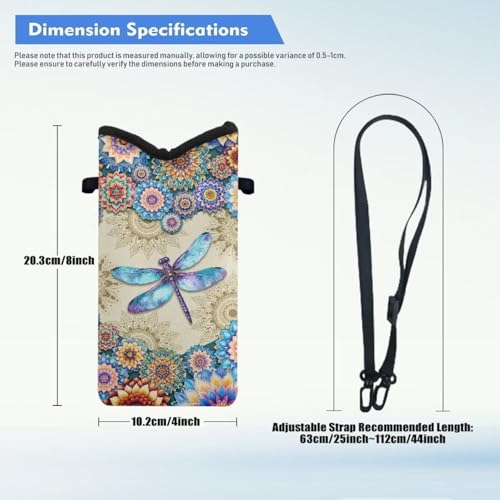 Image of Cross Body Phone Bag for Women Men Water-Resistant Phone Bag Small Crossbody Bag Protective Smartphone Case Pouch Cellphone Pouch Purse Bag, 8 x 4 Inch, Boho Dragonfly Flower Print