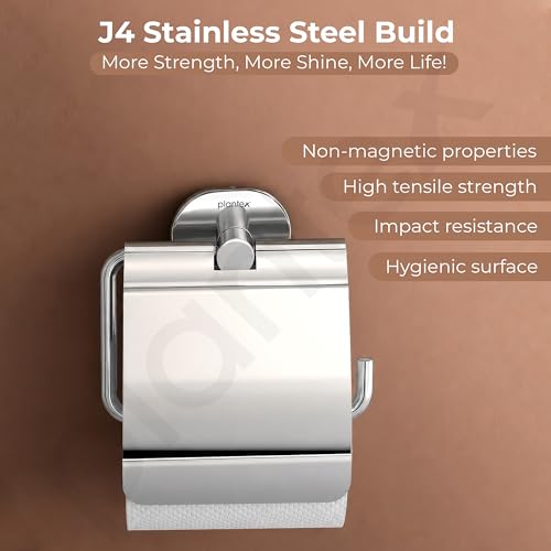 Image of Plantex J4 Stainless Steel Toilet Paper Holder for Bathroom /Tissue Holder for Washroom /Toilet roll Holder for Wall Mounted /Bathroom Accessories (Chrome Finish) Onix