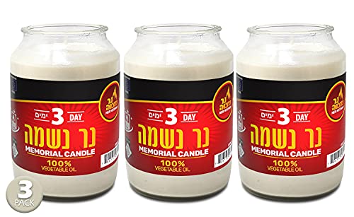 Bougies Yahrzeit de 3 jours casher blanc pour commémoration et prière rituelle
