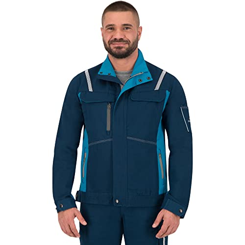 BWOLF Raptor 100% Baumwolle Arbeitsjacke Männer Arbeitsjacke Herren Multifunktionale Arbeitsjacke Bundjacke mit Multifunktionalenn Taschen, Reflektierenden Streifen (Blau, L)