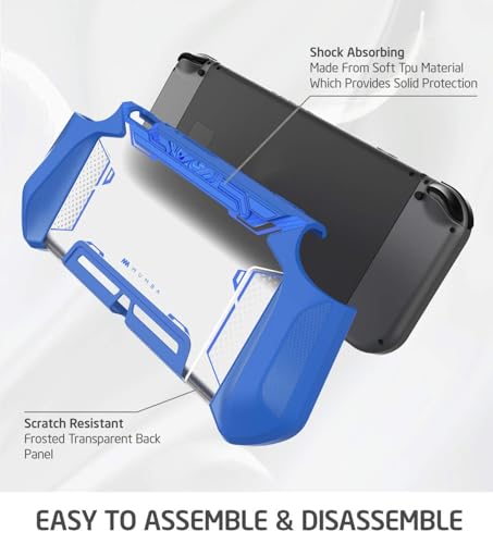 Image of Mumba Dockable Case for Nintendo Switch (2017 Release), [Blade Series] TPU Grip Protective Cover Case Compatible with Nintendo Switch Console and Joy-Con Controller (Navy)