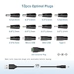 Powseed 5V Universal DC Power Cable, USB to DC Charging Cord with 13pcs Adapter Plugs for Webcam Router, Recorder, Bluetooth Speaker, Scanner, DVR, Hard Disk Box, USB-HUB etc. - Image 4