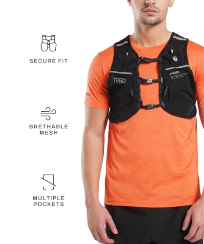Image of TEGO Pacer Lite Running Hydration Vest | Lightweight Minimalist Running Vest | Compatible with 200 ml / 250 ml / 500 ml Soft Flasks | Reflective | for Running & Training