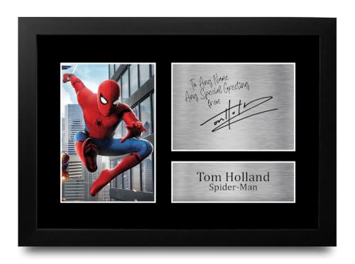 HWC Trading Tom Holland Personalised Gift - Signed Autograph Picture, Framed A4 Film Memorabilia with Custom Name Message for Birthday Christmas Wedding