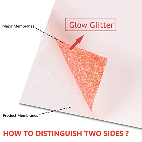 Image of guangyintong Heat Transfer Vinyl Glow Glitter Orange Red HTV Rolls, 12 inch x 5ft Iron on Vinyl for T Shirts, Glitter HTV Vinyl for All Cutter Machine Easy to Cut & Weed for Heat Vinyl Design