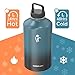 Coolflask 128 oz Gallon Water Bottle Insulated with Straw&3 Lids, Water Jug Large Stainless Steel Metal Vacuum Wide Mouth for Sports, Gym or Office, Non-BPA Keep Cold 48H Hot 24H, Samurai Cyan