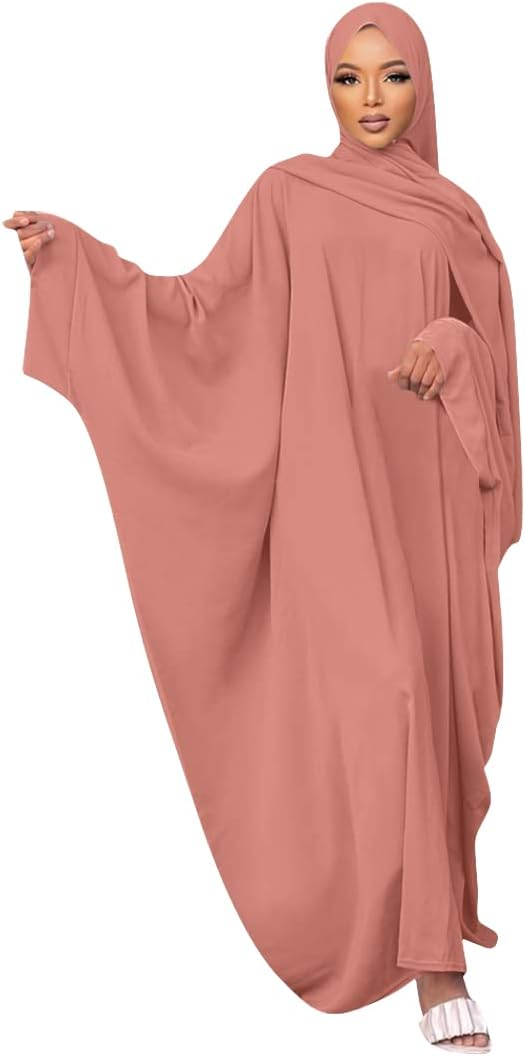 Muslim Dress for Women Pakistani Kaftan Abaya Robe + Hijab Arabic Islamic Prayer Clothes Dubai Outfits