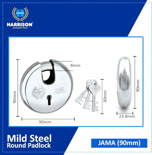 Image of Harrison JAMA LOCK-0022 Key Padlock (Silver, Painted Finish) | Padlock, Padlocks, Locks for Home, Locks for Main Door