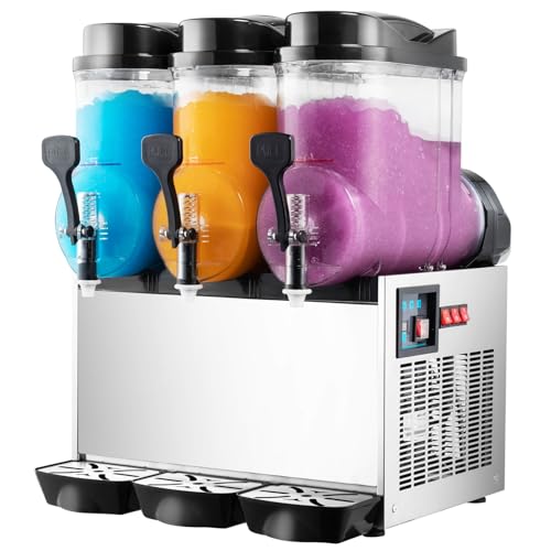 TECSPACE 110V 3 Tank 12 Gallons Commercial Slushy Machine 1100W, Stainless Steel Margarita Smoothie Frozen Drink Maker for Cocktail Ice Juice Tea Coffee Making, Slush Frozen Drink Machine, Sliver - Thumbnail 2
