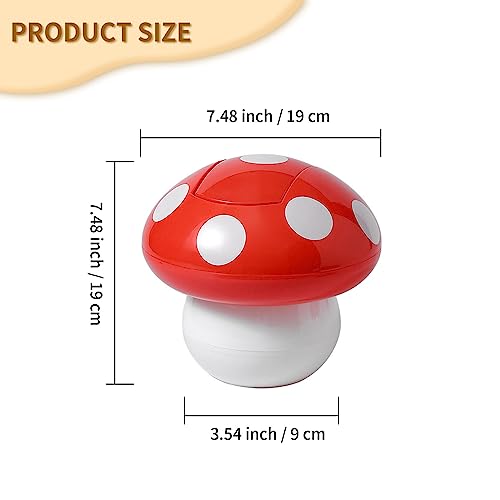 Image of VIKKSAER Cute Mushroom Trash Can, Mini, 7.5 in, Red, ABS