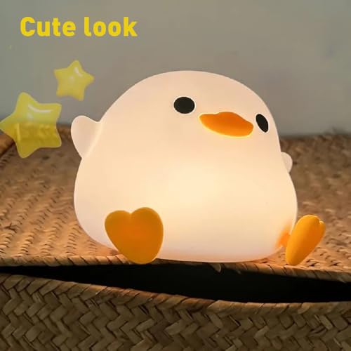 Image of IFTHFOUR DoDo Duck Night Light, LED Cute Silicone Dimmable Nursery Lamp, Rechargeable USB-C Bedside Touch Sensor Lamp, RGB & Warm White Light for Kids, Bedrooms, Dorm Decor, and Gift Ideas(Charging)