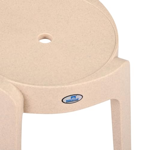 Image of Nilkamal Twist Sturdy and Durable Plastic Seating Stool | Set of 2 | for Living Room, Bedroom, Bathroom, Kitchen, Office | Marble Beige