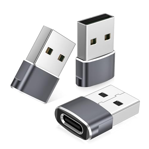 Basesailor USB auf USB C Adapter für iPhone 17 Apple 16 16e 15 14 Pro Max Plus Charger 3 Pack,Typ C Buchse zu USBA Stecker Ladegerät Netzteil für iPad 10 Mini 7 Air 6,Apple Watch 8 9 10 11,Samsung S25