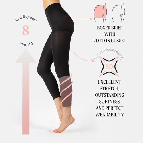 Image of 100 DEN OPAQUE MEDIUM SUPPORT FOOTLESS TIGHTS | SUPPORT FACTOR 8 | SHAPER FOOTLESS PANTYHOSE | S, M, L, XL | ITALIAN HOSIERY