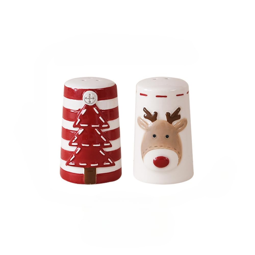 Christmas Ceramic Cup Santa Claus Mug Elk Cream Pot Tray Western Food Plate (Z Seasoning Bottle * 2)