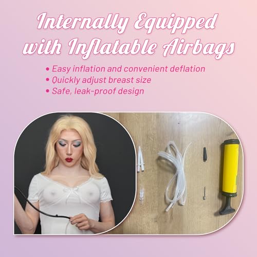 Inflatable Silicone Breast Forms,Realistic Fake Boobs, DHZ Cup Breastplate for Crossdresser, Transgender, Drag Queen2