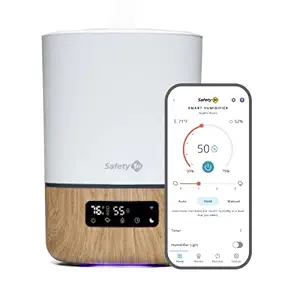 Safety 1st Connected Smart Humidifier  - 1 Gallon (3.8L) Tank Size, Cool Mist Humidifier with Hygrometer and Nightlight, and Whisper Quiet for Baby Bedroom, Nursery, iOS and Android Compatible