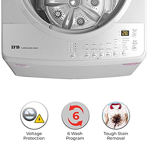 Image of IFB 6.5 kg Fully-Automatic Top Loading Washing Machine Appliance (TL-RDW 6.5kg Aqua, Ivory White, Aqua Energie water softener)