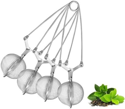 3 Infusori Tè In Acciaio Inox - Sfera Con Catena E Gancio, Maglia Fine Per Tè Foglia E Spezie - Foto 3