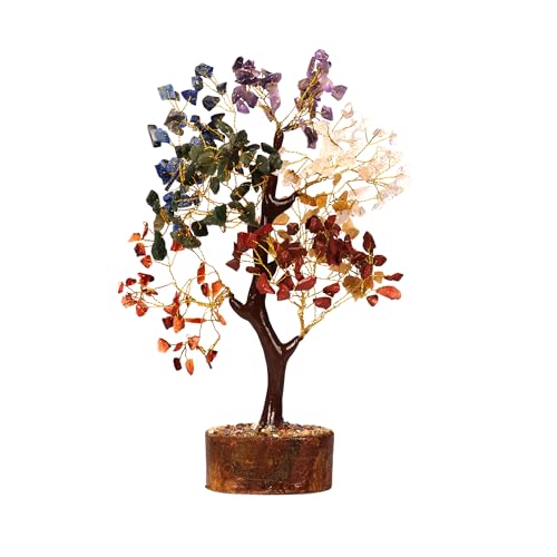 Image of Crystal Tree of Life 7 Chakra Healing Stones Bonsai Decor with Manifestation Card | Handmade Spiritual Gift | Reiki Energy Balancing Home Decor