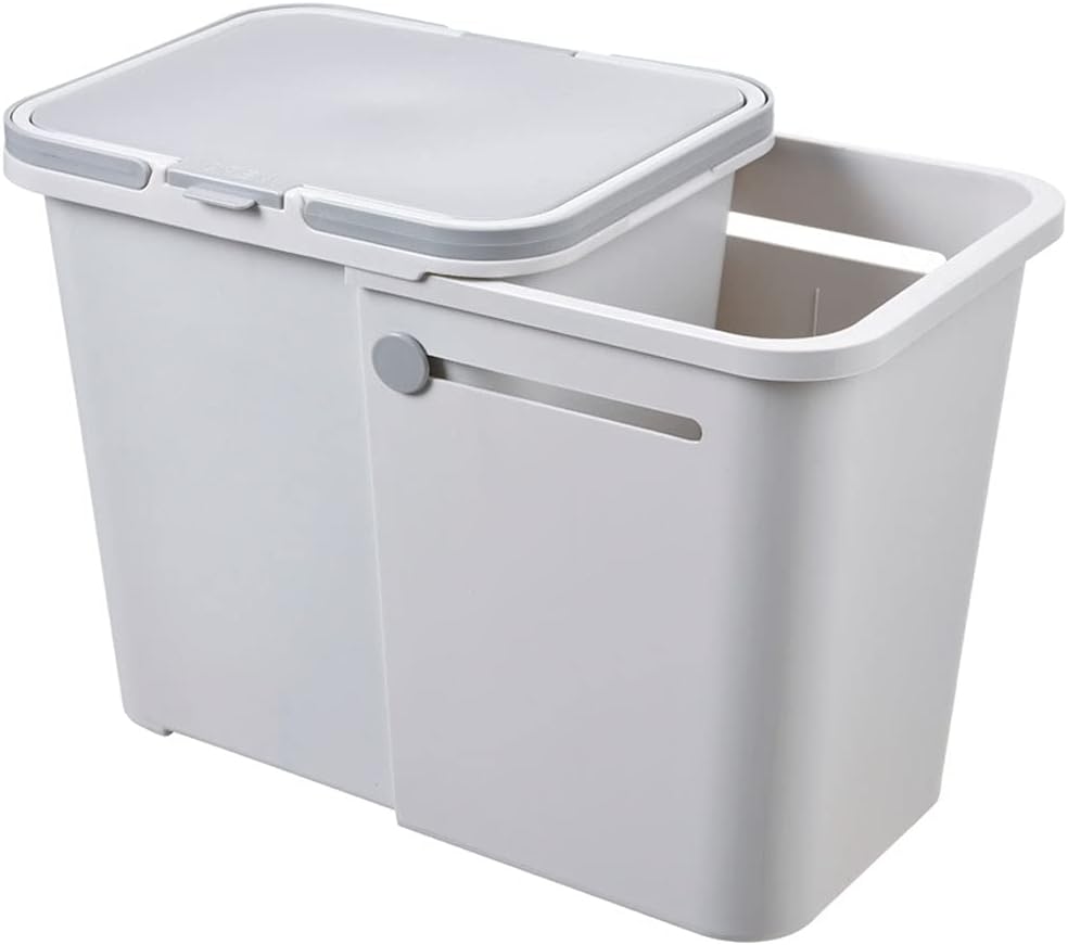 Papeleras para Cocina Garbage Sorting Bin Kitchen Compost Recycling Square Trash Bin with Lid Expandable Large-Capacity Waste Paper Basket Trashbin(A)