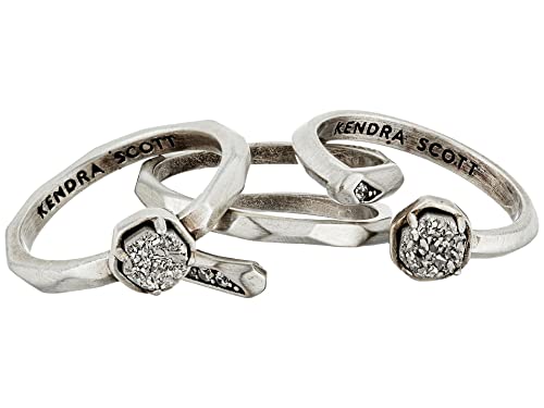 Kendra Scott Warren Ring Set of 3 in Iridescent Drusy & Gold Plated