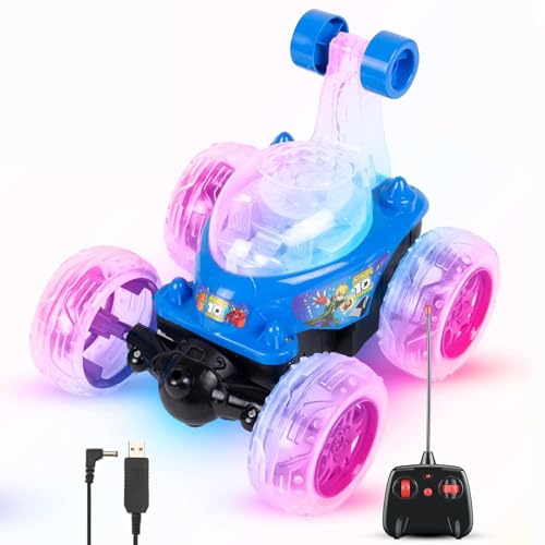 Image of 360 Rotating & Rolling Big Stunt Car Toy with USB Cable & Remote Controller with Demo Feature Rechargeable 5 Functions | Multicolor, Power Source: Lithium Battery in Car (Included)-New