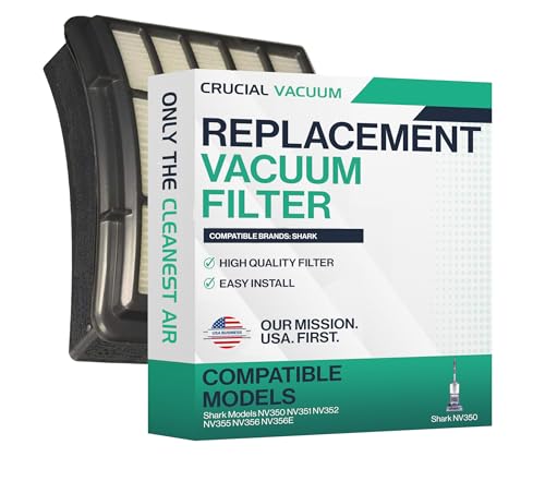 Crucial Vacuum Replacement Vacuum Filter - Compatible with Shark Models NV350 NV351 NV352 NV355 NV356 NV356E - Pair with Part # F651 XHF350 EUR-1804 EU-18027 (1 Pack)