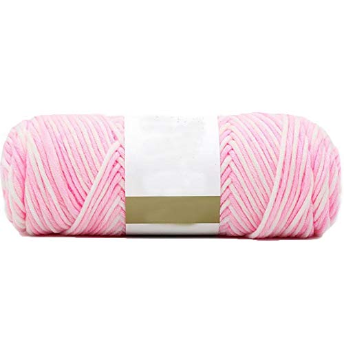 Image of Pink White Soft Cotton Crochet Yarn 100g /0.22lb Rainbow Gradient DIY Knitting Yarn - Super Soft Warm for Sweater, Bag, Hat, Scarf