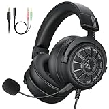 EKSA StarEngine S Gaming Headset for PC, PS4, PS5, Switch, Xbox One, Xbox Series X/S-Wired Gaming Headphones with Detachable Noise Cancelling Mic, 50mm Drivers, 3.5mm Over-Ear Computer Headphones