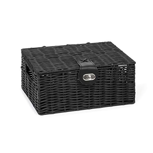 Arpan Förvaringskorg av konstharts, med lock och lås, liten, svart